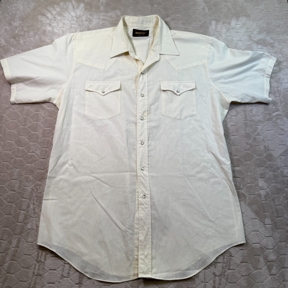 VTG Roebucks Western Shirt Mens XL Yellow Pearl Snap Cowboy Rodeo‎ Rancher